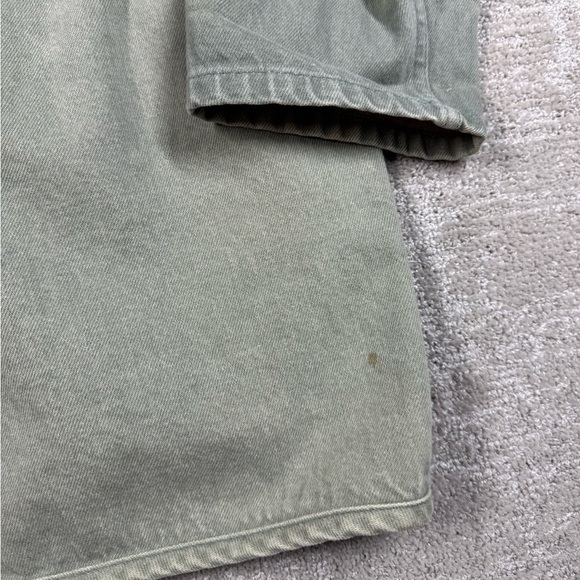 Vintage Lands End Green Stone Washed Y2K Button Down Chore Jacket Womens Medium - Picture 9 of 9